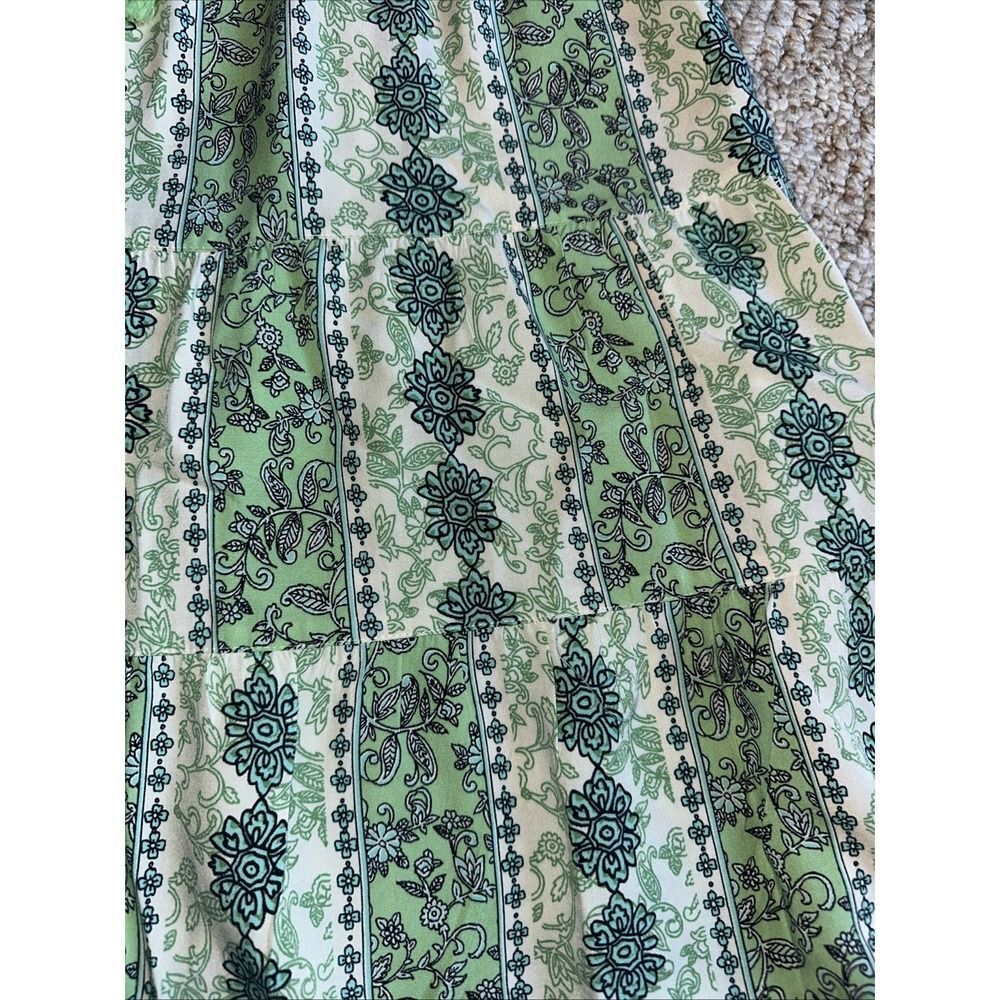 J Jill‎ Skirt Womens Petite Small Green Floral Rayon Flare Elastic Waist Boho - Picture 3 of 4
